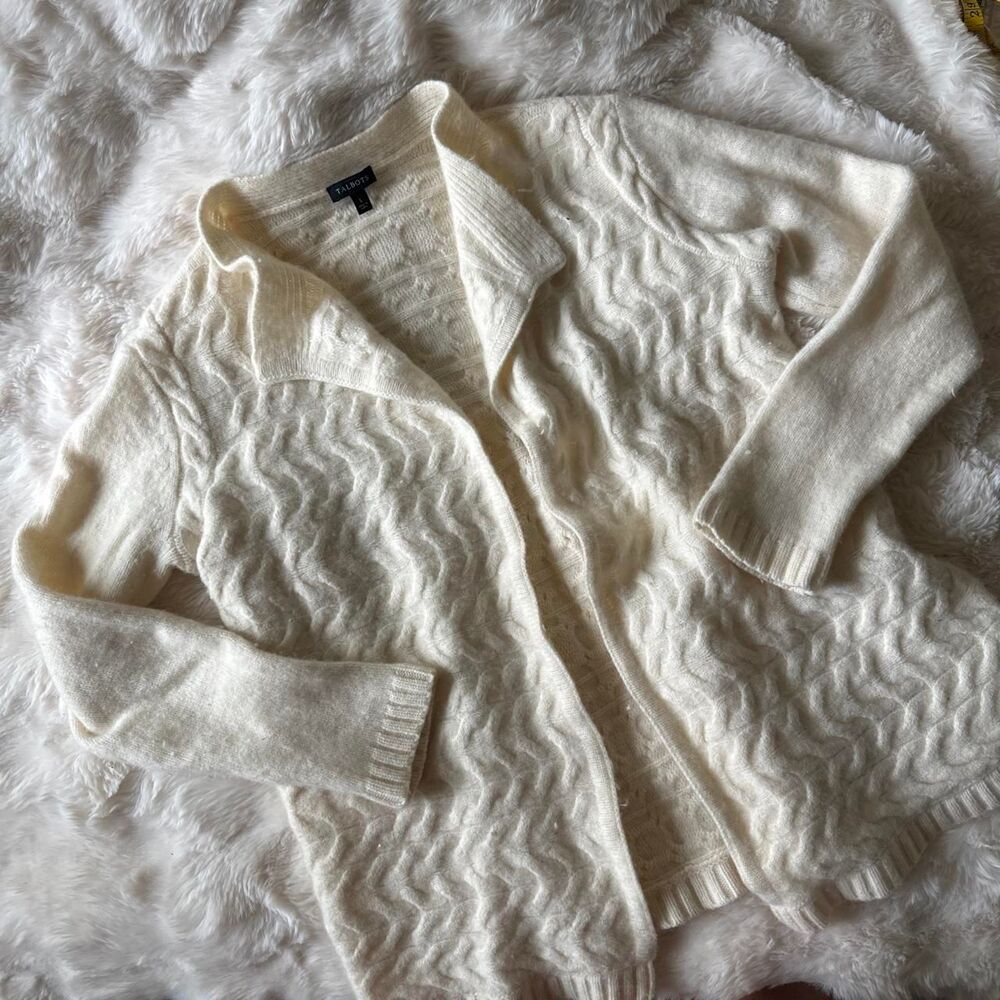Talbots Women's Cream Merano Wool Cardigan